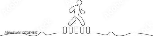 Bild auf Leinwand A person jumping over obstacles in a simple line drawing