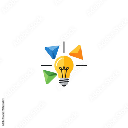 Bright Idea Light Bulb with Colorful Geometric Shapes.