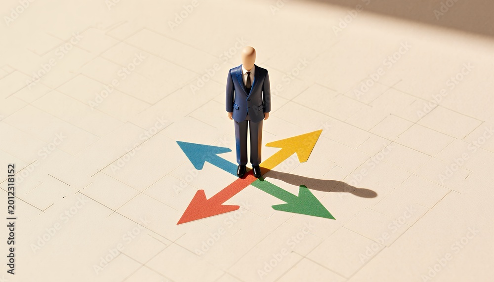 Fototapeta premium Decision-making concept with figurine in a business scenario