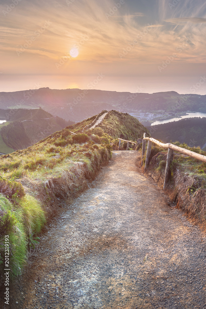 Naklejka premium Mountain landscape Ponta Delgada island, Azores
