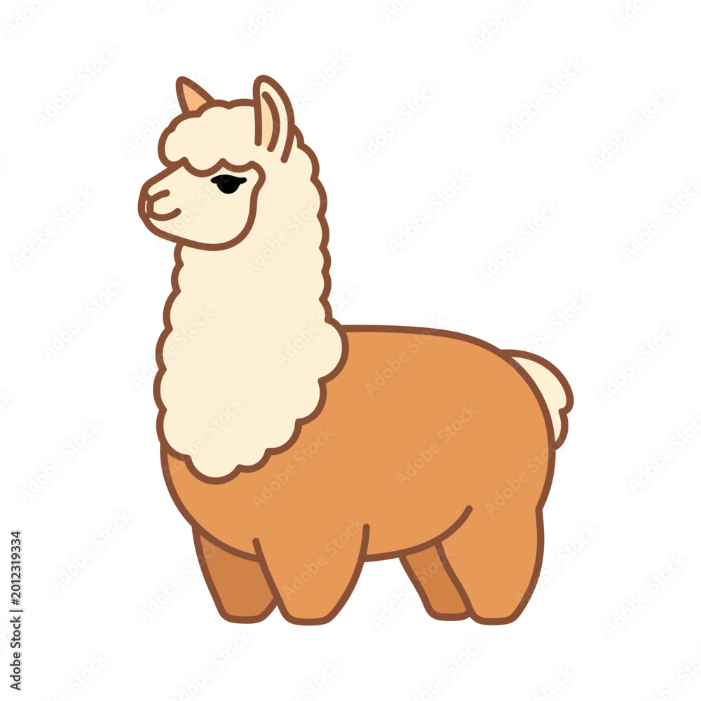 Fototapeta premium Cute Cartoon Alpaca Illustration