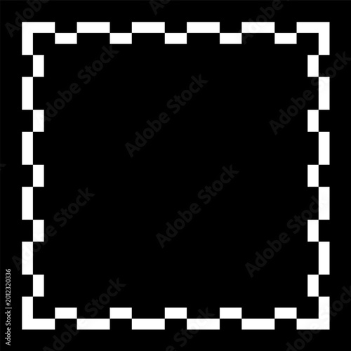Postage stamp frame, black and white pixel art