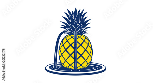 Schilderij op canvas Creative Pineapple Fountain Illustration