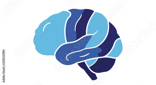 Tableau sur toile Stylized Human Brain Vector Illustration in Shades of Blue