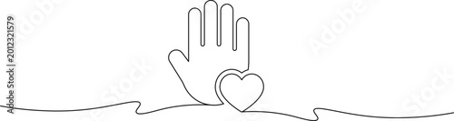 Photos A minimalist line drawing of a hand holding a heart in a simple yet emotive gest