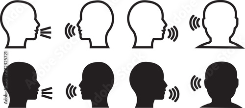 Obraz na płótnie People Communication Icons – Talking and Listening Speech Vector
