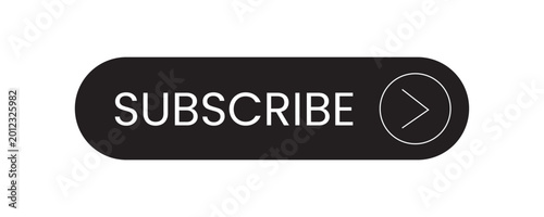 Black Subscribe CTA Button Minimal Flat Web UI Design with Arrow Icon Vector Isolated on White Background