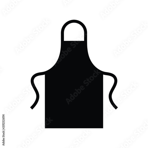 Black silhouette icon of a kitchen apron used for cooking and baking in a restaurant or at home