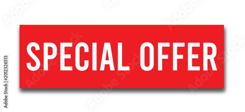Special Offer Red Promotional Badge Button with Shadow Modern CTA Sale Banner Vector Design