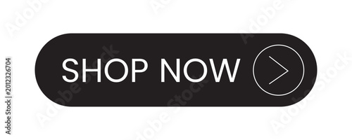 Tableau sur toile Modern Shop Now CTA Button Set in Blue and Black Flat UI Design with Arrow Icon