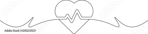Fotografi A simple line drawing of a heart with an ECG rhythm line through it
