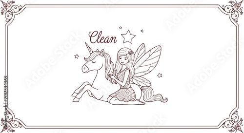 Magical Fairy Riding Unicorn, Sparkly Dress, Stars, Clean Text, Fantasy Art