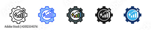 Tableau sur toile Gain Engine Icon Collection With Multiple Styles