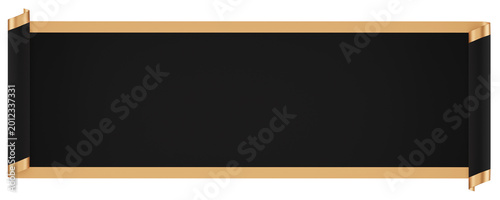 Black Ribbon Banner with Gold Trim