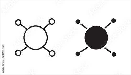 Fotografie Outline icon of a central network hub with connected nodes representing communication, networking, data sharing, and connectivity systems