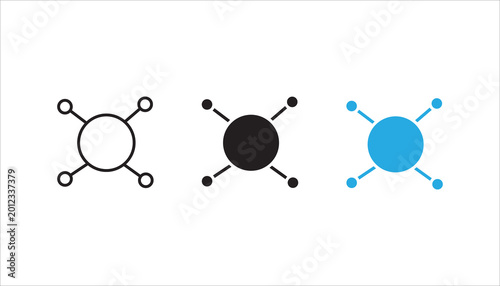 Cuadro en lienzo Outline icon of a central network hub with connected nodes representing communication, networking, data sharing, and connectivity systems