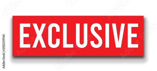 Exclusive Red Promotional Tag Label Bold Flat UI Badge for Premium Content Marketing E-commerce Vector