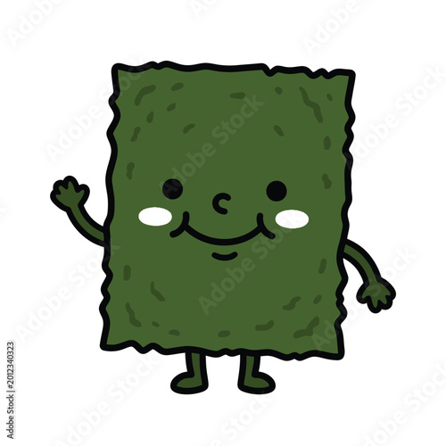 Cute Nori Seaweed Character Illustration Kawaii Dried Seaweed Mascot