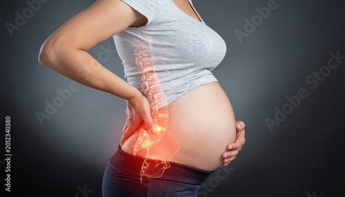 Pregnant Woman Suffering from Lower Back Pain and Spinal Strain