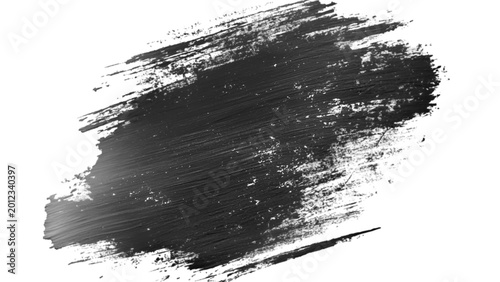 Konstfotografi Black brush stroke artistic mark with transparent texture on white background