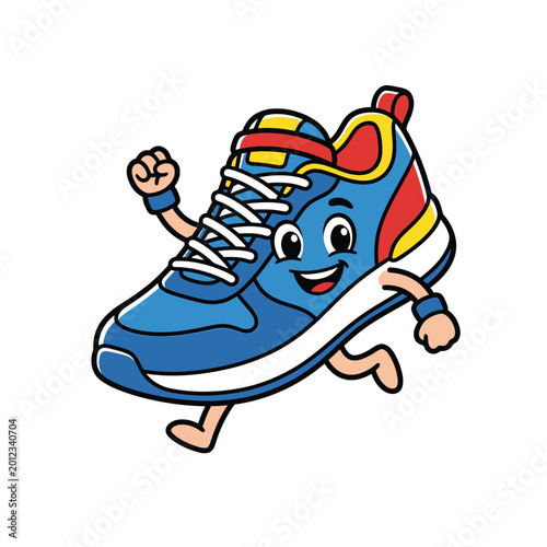 Cartoon Running Shoe Mascot Character Illustration