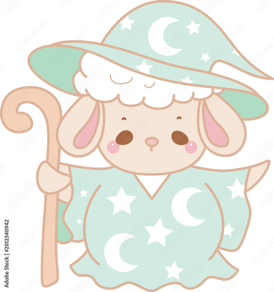 Fototapeta premium Cute sheep hand drawn emotes halloween icon