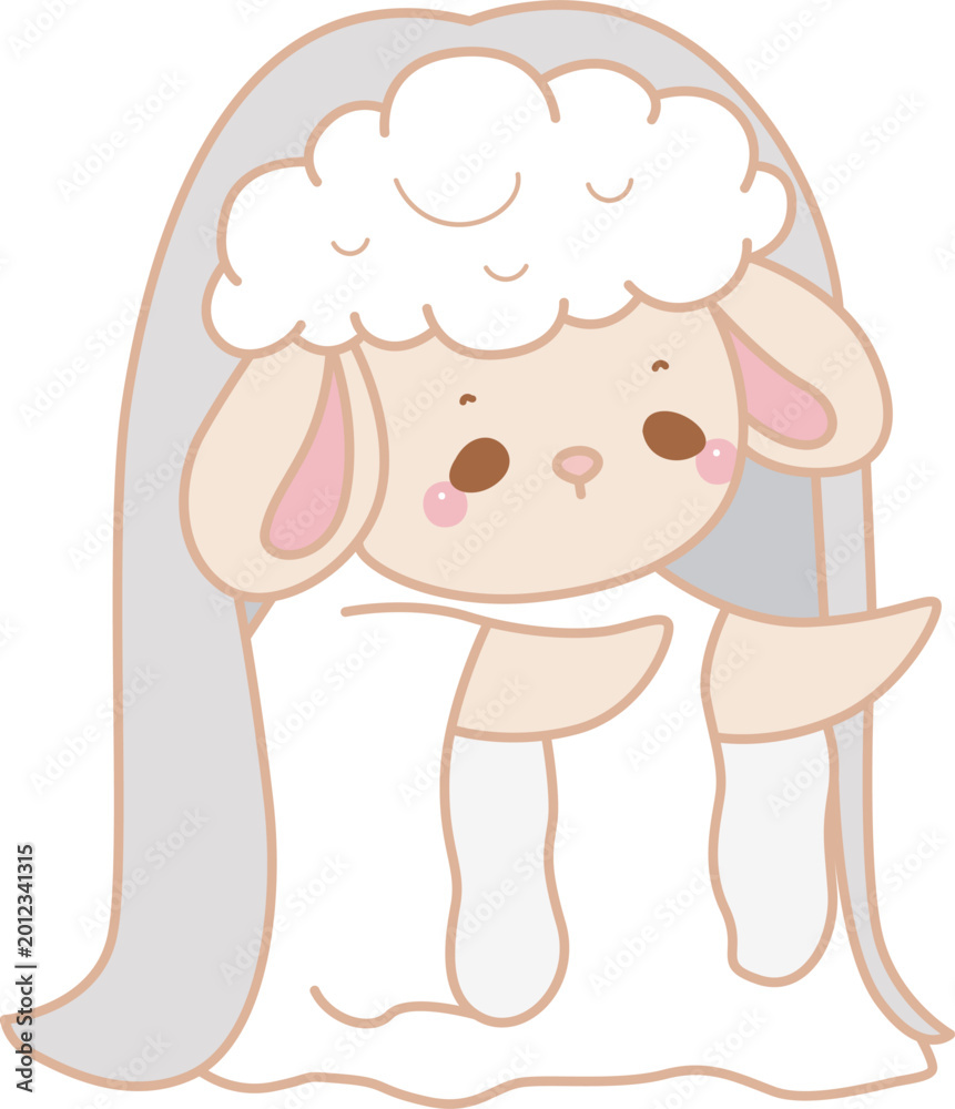 Fototapeta premium Cute sheep hand drawn emotes halloween icon