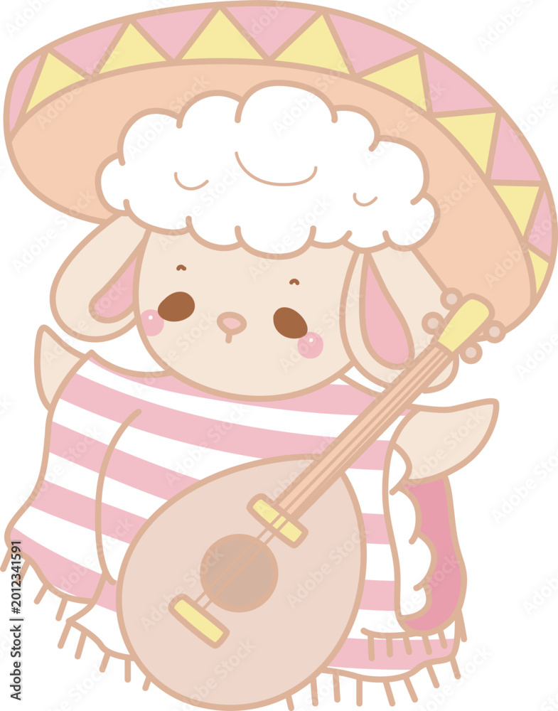 Fototapeta premium Cute sheep hand drawn emotes halloween icon
