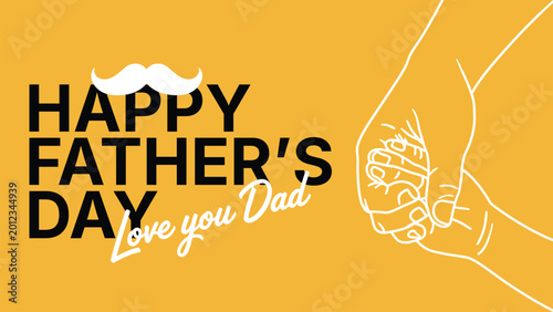 Photos Happy Fathers Day Illustration With Parent And Child Hand Holding Concept For Fa