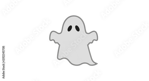 Photos Cute cartoon ghost with simple black eyes.