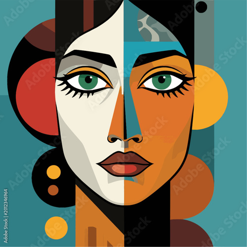 Foto Split-face geometric portrait with avant-garde contrast

his striking, high-impa