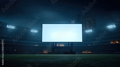 Blank billboard at a stadium at night