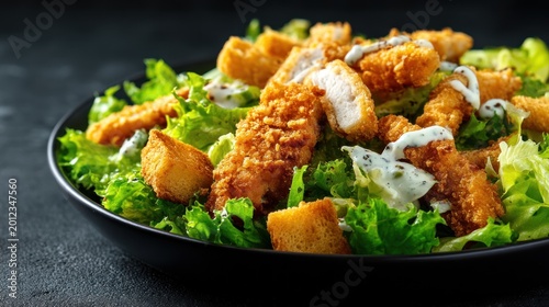 Close up of a chicken salad in a bowl