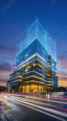 Smart building with digital data. Innovation shapes the future city.