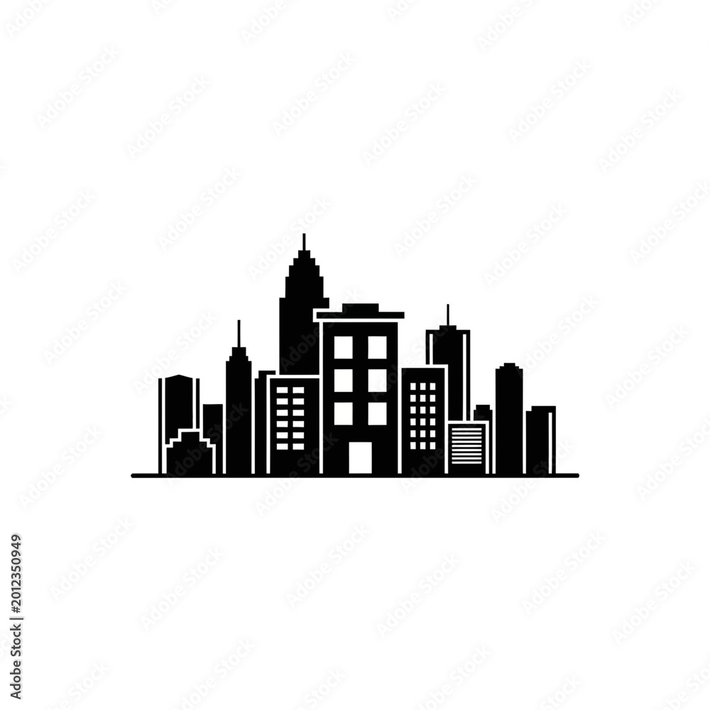 Obraz premium Modern city skyline silhouette, urban landscape, vector illustration