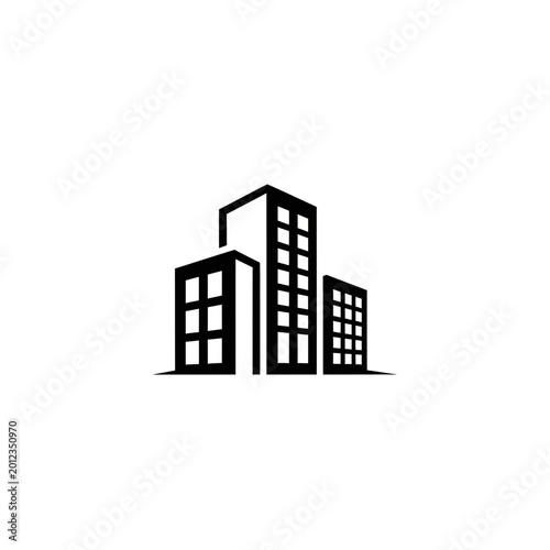Modern Cityscape Icon: Minimalist Building Silhouette