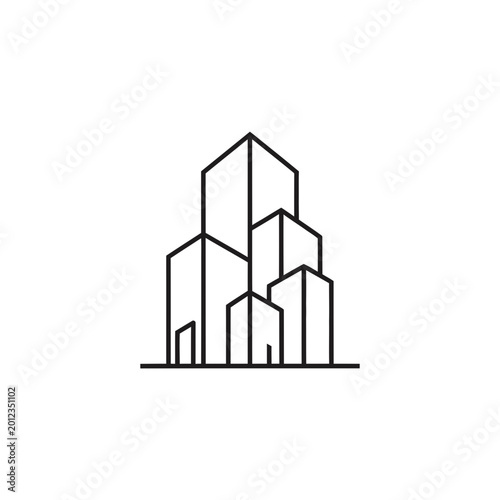 Modern Skyline Icon - Minimalist Cityscape Outline