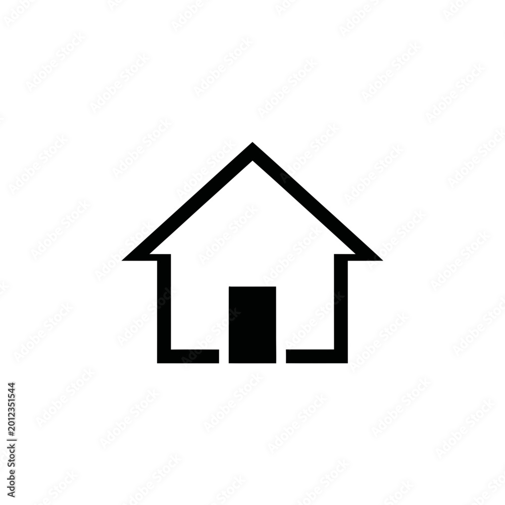 Fototapeta premium Minimalist house icon, simple outline, vector graphic