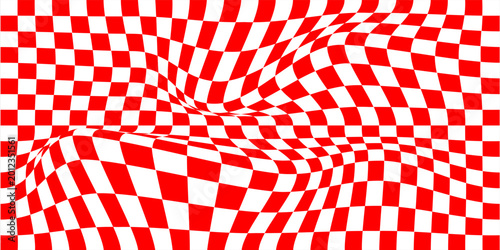 Tableau sur toile Red and white checkerboard pattern