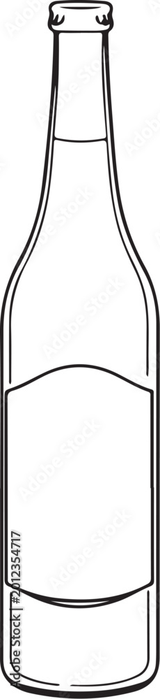 Obraz premium Lager Bottle (Beer Type) Hand-drawn Sketch Drawing Vector Illustration, Line Linear Symbol Black and White Engraving, Isolated