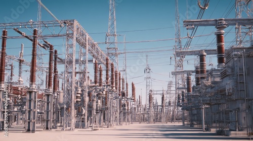 Power substation transforming distributing electricity grid infrastructure