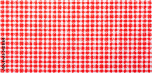 Canvastavla above of placemat fabric cloth or arrangement of gingham-patterned red fabrics background