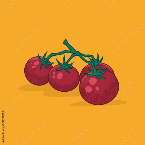 Fresh red tomato cluster illustration vector healthy organic food concept