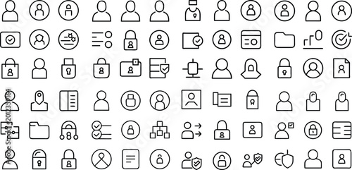 Photos Illustrative collection of minimalistic human symbol icons depicting access, account, and security themes, showcasing versatility and design