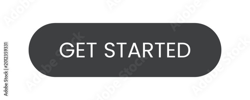 Get Started Dark Grey Pill CTA Button Minimal SaaS UI Web Interface Flat Design Vector Modern Action