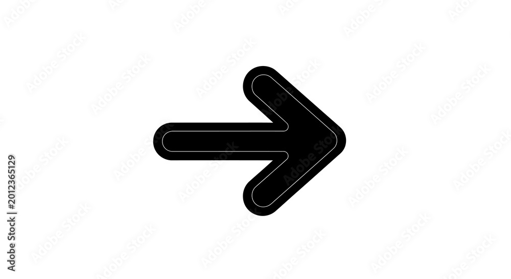 Obraz premium Minimalist Flat Vector Arrow Icon with Rounded Corners, Modern Directional Pointer Symbol Isolated on White Background for Web Interface Navigation and Graphic Design Layouts