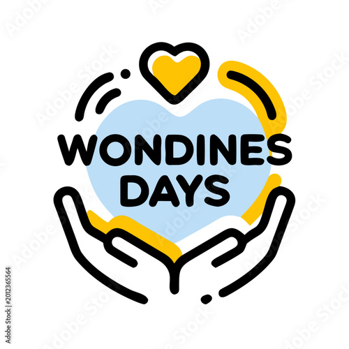 Wondines Days typography with caring hands illustration