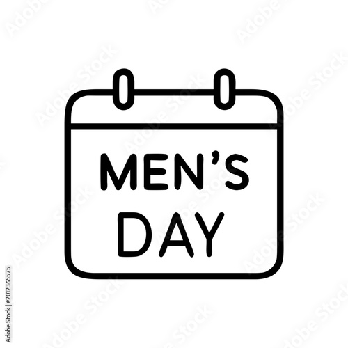 Men's Day calendar outline icon on gray background