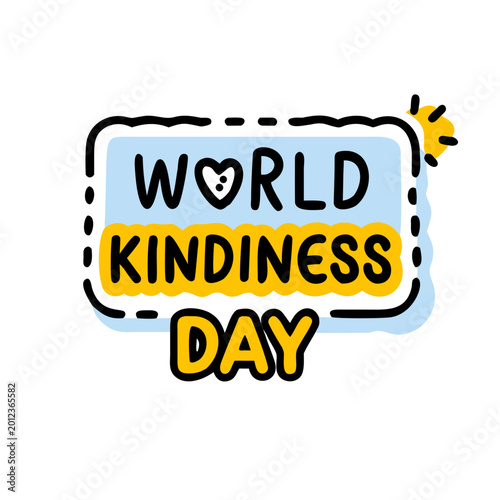 World Kindness Day typography badge on gray background