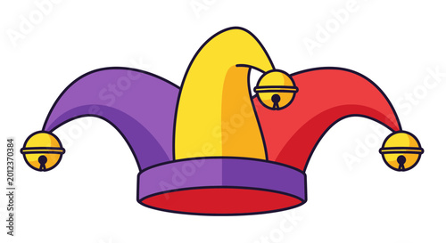 Fotografie Jester Hat with Bells - Colorful Medieval Fool's Cap